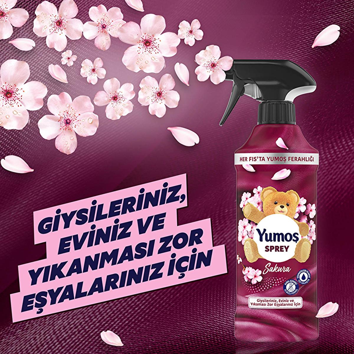 Yumoş Sakura Fabric and Home Fragrance Spray - Dermatologically Tested, Alcohol-Free, 15.22 fl oz Yumoş Sakura Fabric Spray - Fresh Home Fragrance fabric spray, home fragrance, Sakura scent, non-alcoholic fragrance, dermatologically tested spray, freshening spray for home and textiles, home care, fragrance spray, Yumoş, easy home fragrance, refreshing spray, floral scent, upholstery freshener, curtain freshener, carpet freshener