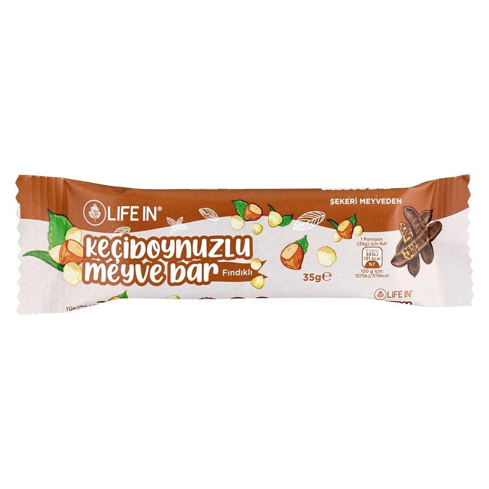 Life In Carob & Hazelnut Fruit Bar Healthy Snack 35g