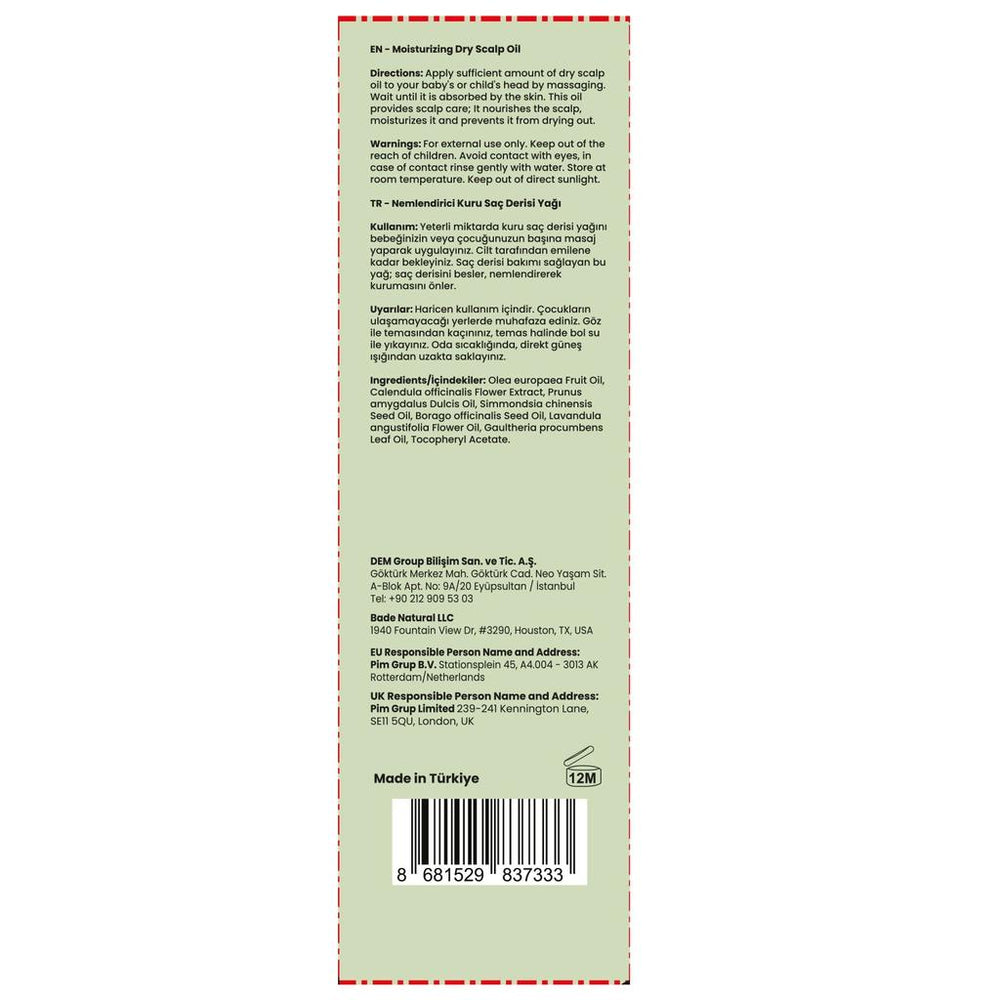 Bade Natural Cradle Cap & Dry Scalp Baby Oil 50 ml