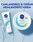 Nivea Soft: Jojoba Oil & Vitamin E Moisturizing Cream - Fast Absorbing Daily Skin Hydration, Face, Hand & Body, 2.54 fl oz Nivea Soft Cream: Jojoba Oil Moisturizer for Soft, Hydrated Skin Nivea Soft Cream, moisturizing cream, jojoba oil cream, Vitamin E cream, daily skin moisturizer, fast absorbing moisturizer, body cream, hand cream, face cream, Nivea moisturizer, skin hydration, skin nourishment, soft skin, supple skin, dry skin relief, all-day moisturizer, body lotion, face lotion, hand lotion, skincare,