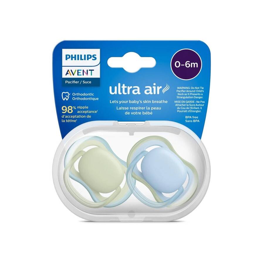 Philips Avent Ultra Air Pacifier 0-6M Yellow & Blue 2-Pack