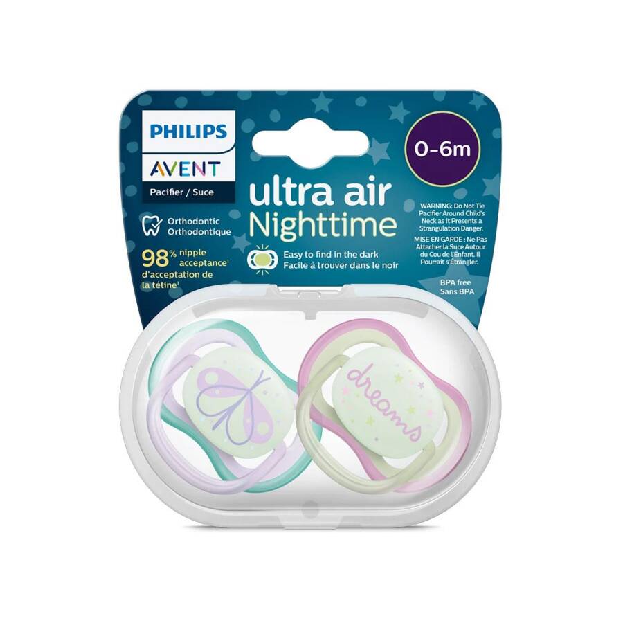 Philips Avent Ultra Air Nighttime Pacifier 0-6M 2-Pack