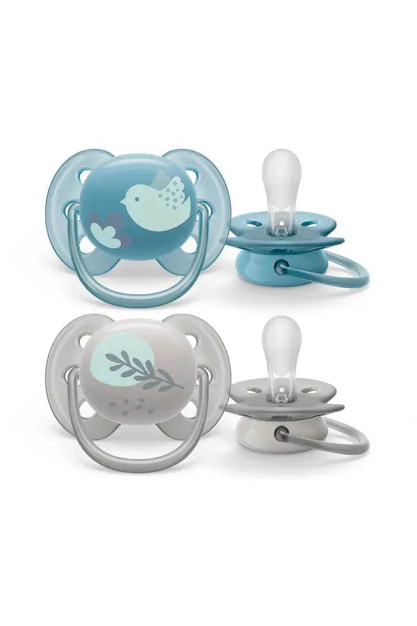 Philips Avent Ultra Soft Pacifiers 6-18M 2-Pack - Blue & Grey