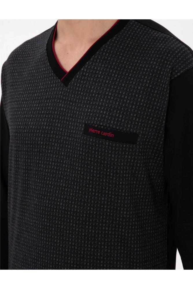 Pierre Cardin 6058 Men's Jacquard Pajama Set in Black