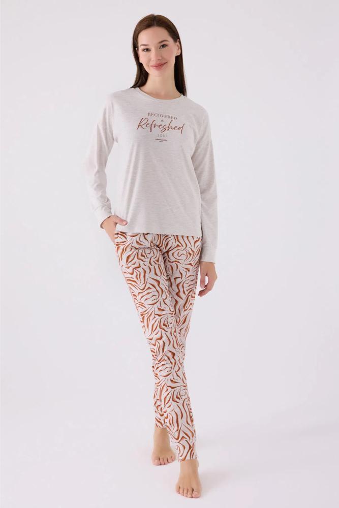 Pierre Cardin 8860-S Women's Long Sleeve Pajama Set Cream