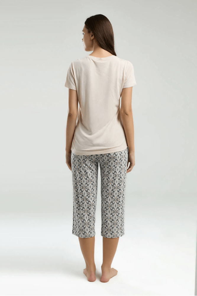 Pierre Cardin Women's Capri Pajama Set in Beige