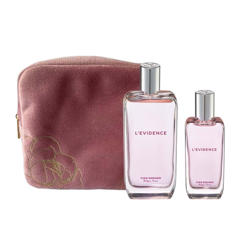 L'Evidence Luxury Perfume Set for Women - Includes 100ml & 50ml Fragrance with Velvet Bag L'Evidence Luxury Perfume Set - 100ml & 50ml with Velvet Bag Luxury perfume set, Women's fragrance gift set, Perfume with velvet bag, Peach and magnolia scented perfume, High-end perfume for women, Fragrance for confident women, Gift ideas for her, Luxury gifts, Perfume set with accessories, Premium fragrance