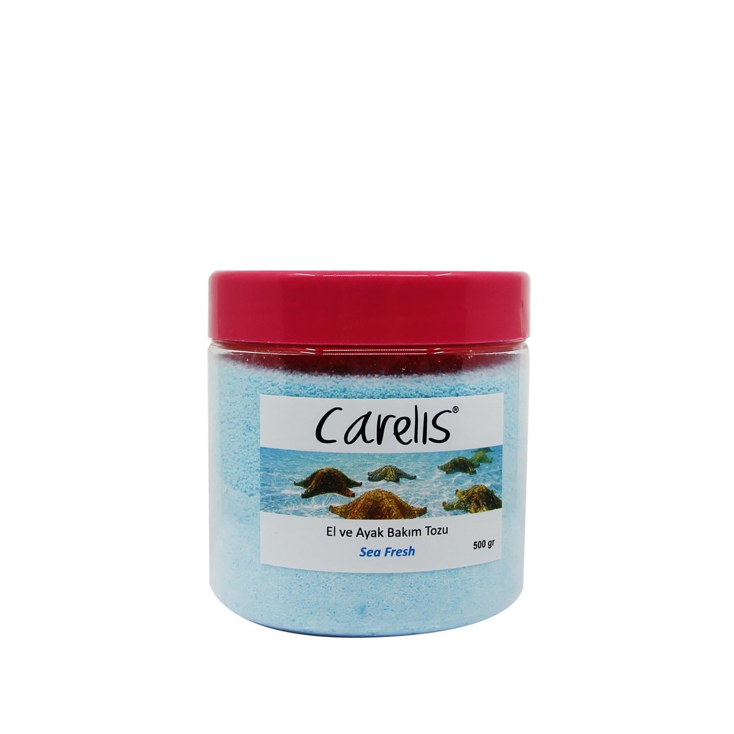Carelis Foot and Hand Care Powder Sea Fresh Scent 500g - Refreshing & Caring for Dry Skin Carelis Foot & Hand Care Powder - Sea Fresh Scent hand care powder, foot care powder, refreshing foot care, Carelis hand care, Sea Fresh scented powder, foot hygiene, hand hygiene, dry skin care, personal care products, foot refreshment, hand refreshment