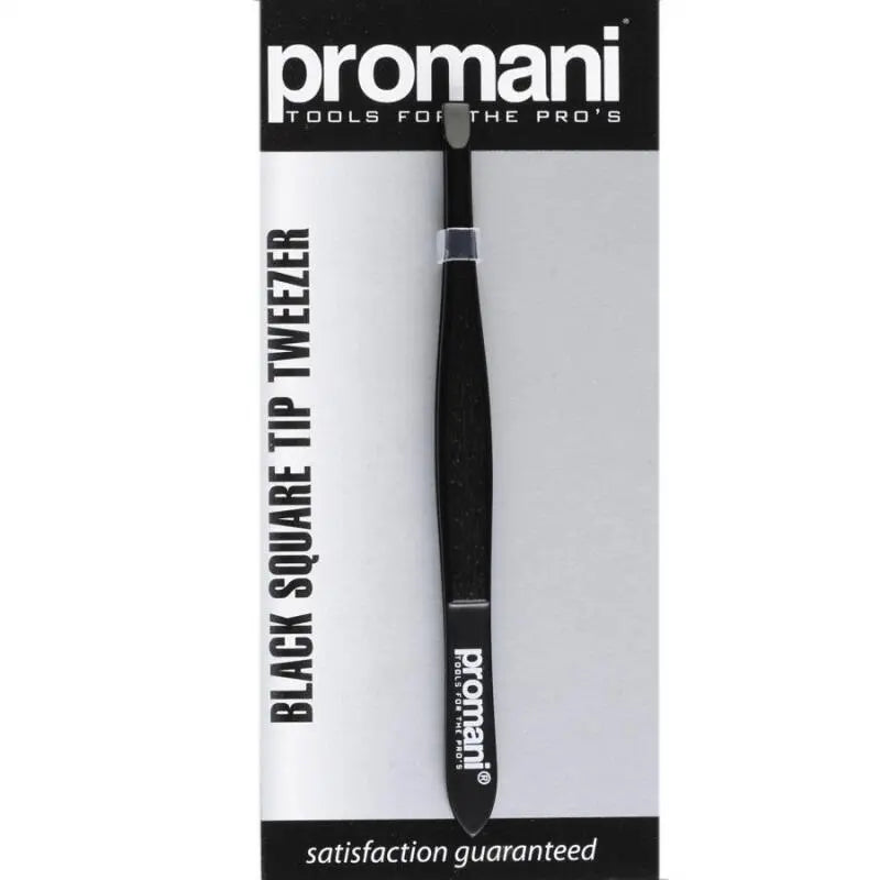Promani Black Straight Tip Tweezers for Brow Shaping PR-920