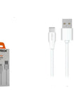 Hytech 1M 2A Type-C Fast Charging Cable - White, High-Speed Data Transfer & Durable Design
