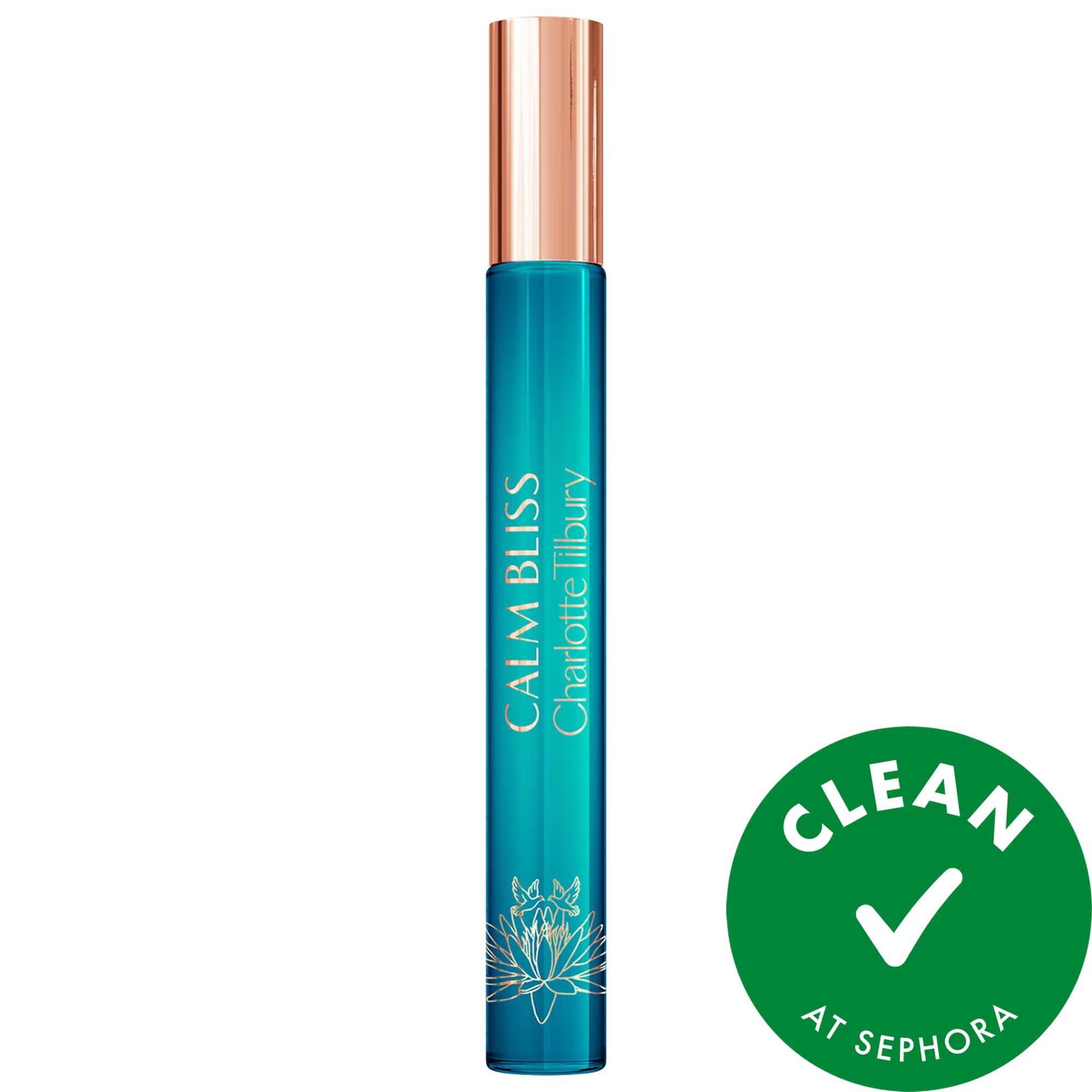 Charlotte Tilbury Calm Bliss Eau de Parfum Travel Spray - Fresh Aquatics Scent for Stress Relief Calm Bliss Eau de Parfum - Charlotte Tilbury's Stress Relief Fragrance Calm Bliss Eau de Parfum, Charlotte Tilbury fragrance, Fresh Aquatics scent, Travel spray perfume, CLEAN at Sephora certified fragrance, stress relief, relaxation, luxury fragrance, travel-sized perfume, calming scent, aquatic fragrance
