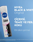 Nivea Women's Deodorant Spray Black & White Clear - 72 Hour Anti-Perspirant Protection, Dermatologically Tested, No White Marks or Yellow Stains Nivea Black & White Clear Deodorant - 72hr Protection women's deodorant spray,Nivea Black & White Clear,anti-perspirant deodorant,72-hour protection,dermatologically tested deodorant,women's personal care,freshness,confidence,active lifestyle,sensitive skin,ethanol-free,deodorant for women,long-lasting protection,anti-sweat,deodorant spray,personal hygiene,cosmetic
