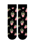 Carnaval Socks Popcorn Pattern Black Crew Socks - 1 Pair