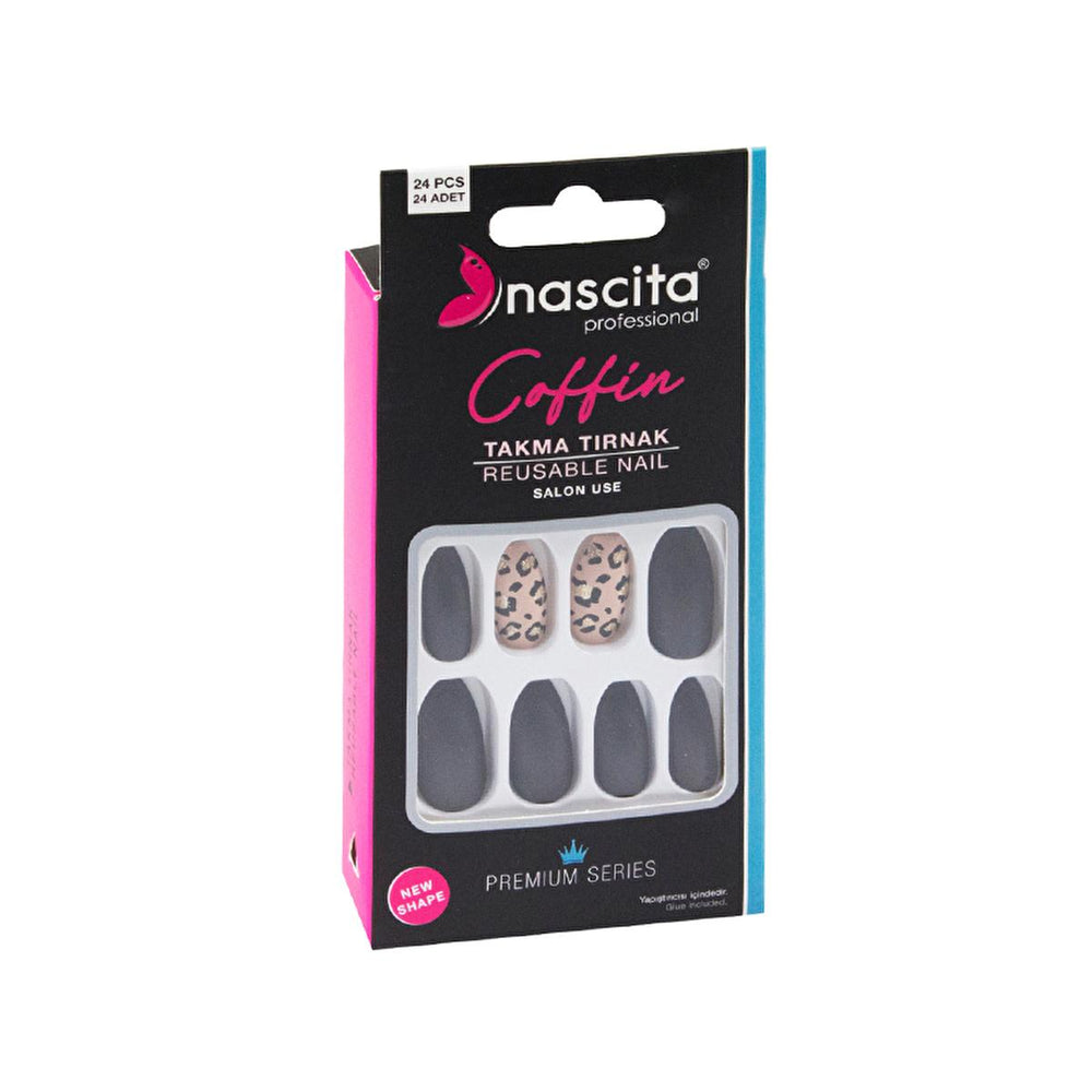 Nascita 24-Piece Colorful Artificial Coffin Nails - Temporary Nail Enhancement Set for Nail Art and Fashion - Nail Polish