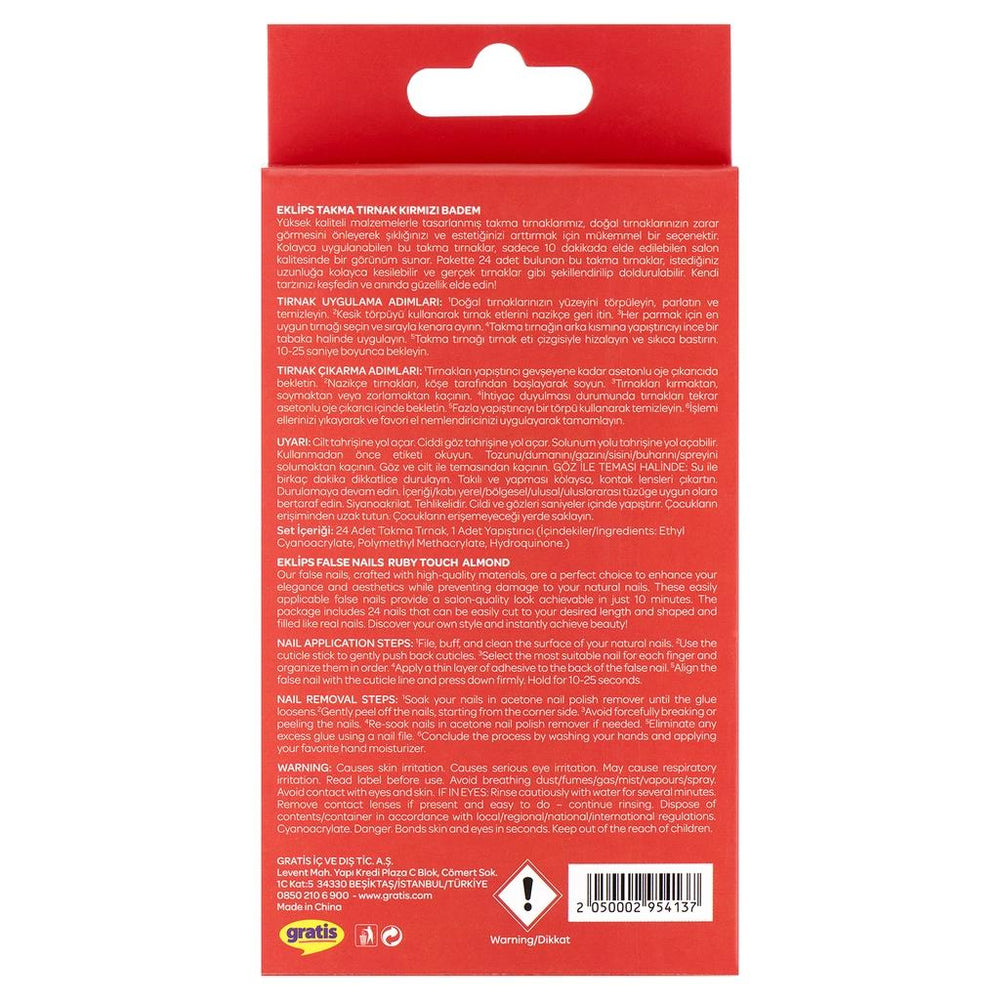 Eklips Red Almond Press-On Nails 24-Pack
