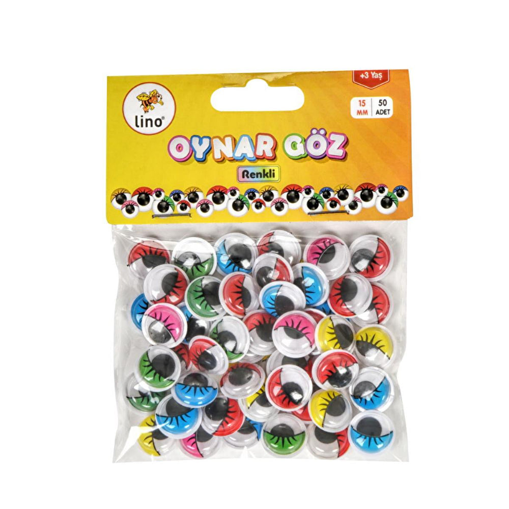 Lino Oynar Göz Craft Supplies - 15mm Movable Colorful Eyes for Doll Making & Handmade Toys (50-Pack) - Toy