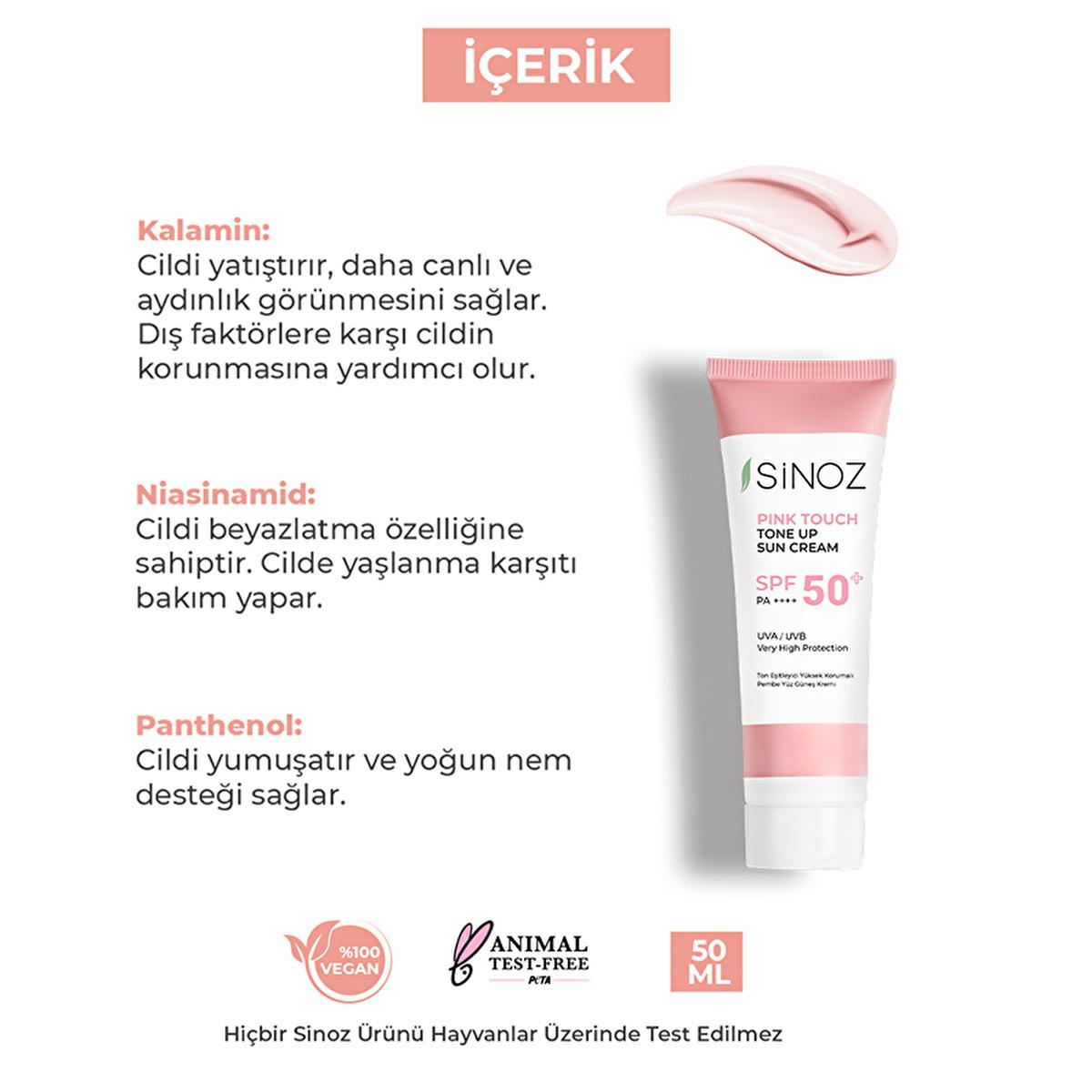 Sinoz SPF50+ Pink Touch Facial Sunscreen: Tone Up & Protect with High Protection, Calamine & PA++++ for Radiant Skin (1.69 fl oz) Sinoz SPF50+ Pink Sunscreen: Tone Up & High Protection SPF 50 sunscreen, pink tone up sunscreen, sunscreen for face, high protection sunscreen, sunscreen with calamine, tone correcting sunscreen, brightening sunscreen, Sinoz sunscreen, sunscreen for all skin types, facial sunscreen, sun protection, UVA/UVB protection, radiant skin, even skin tone, calamine, panthenol, shea butter
