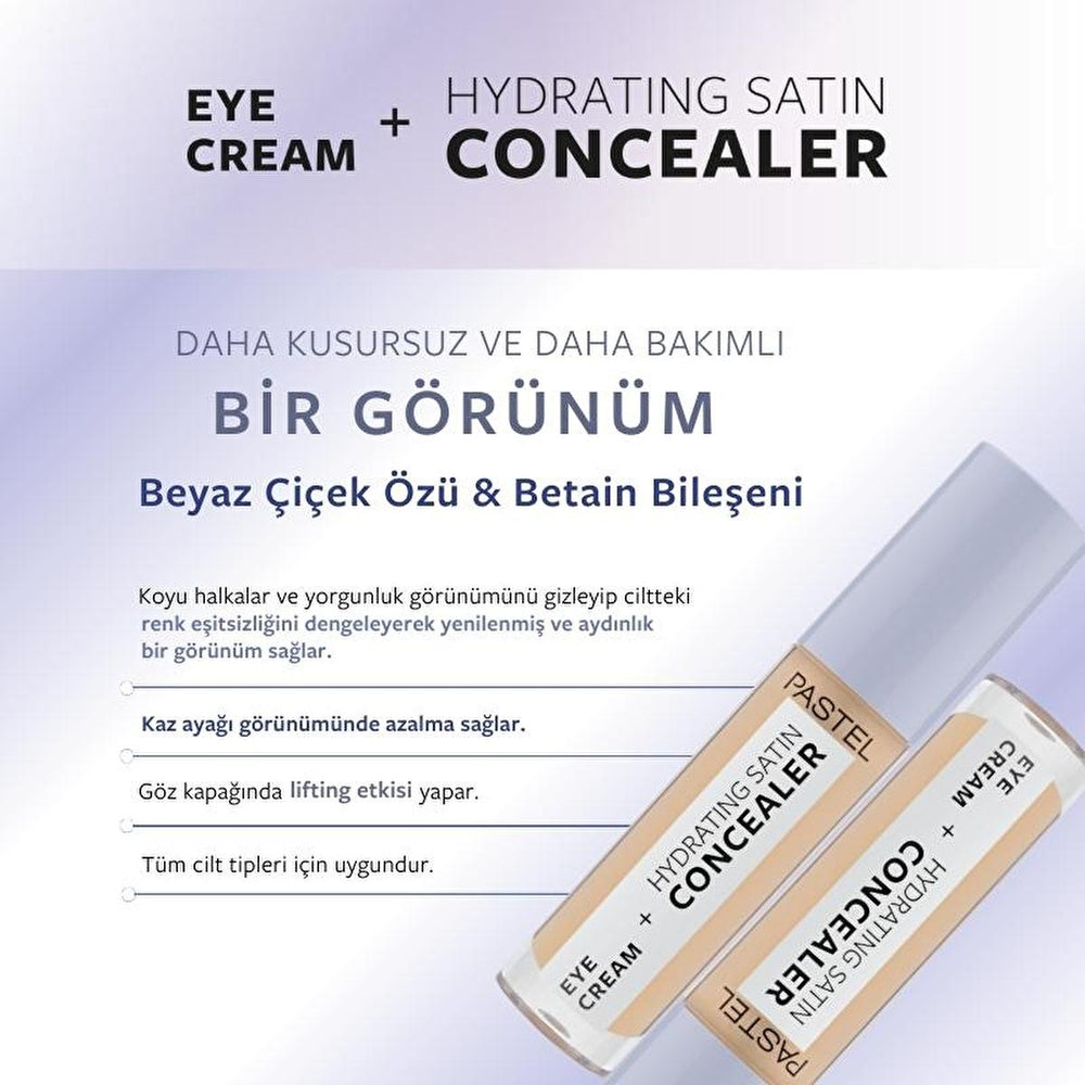 Pastel Makeup Eye Cream + Hydrating Concealer: Brighten, Cover Dark Circles & Hydrate - Long Lasting Satin Finish for Tired Eyes Pastel Makeup Eye Cream + Concealer: Banish Dark Circles! eye cream, hydrating concealer, dark circle concealer, brightening eye cream, eye cream for dark circles, satin finish concealer, long lasting concealer, hydrating eye cream for dry skin, eye bag treatment, concealer for tired eyes, concealer, dark circles, eye cream, hydration, white flower extract, betaine, high coverage,