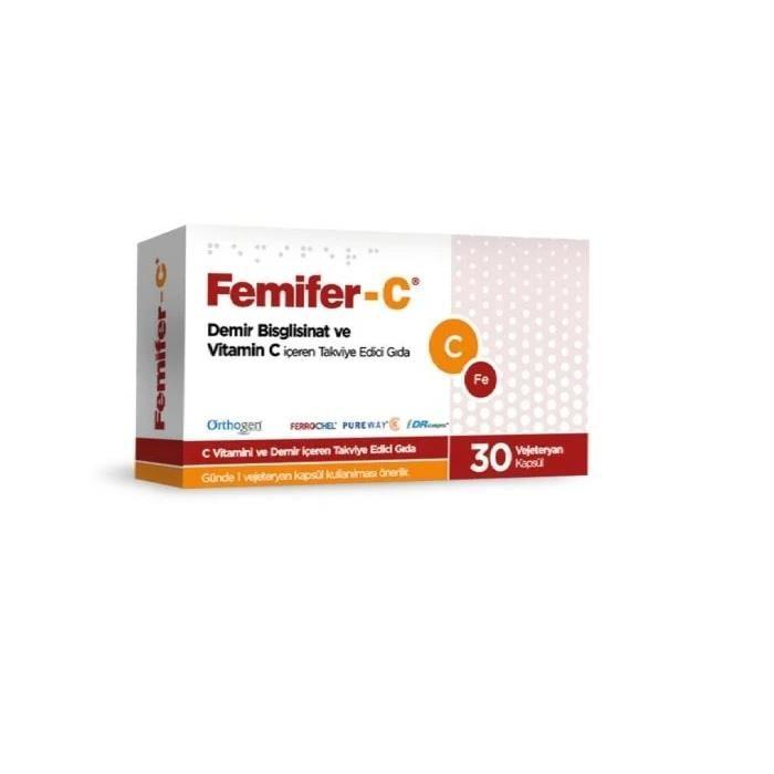 Femifer C Iron Supplement with Vitamin C - 30 Capsules for Healthy Iron Levels & Immune System Support Femifer C Iron & Vitamin C Supplement - 30 Capsules Iron supplement, Vitamin C supplement, Dietary supplement, Health and wellness, Femifer C, Demir Bisglisinat, Iron Bisglycinate, Immune system support, Healthy iron levels, Capsule form, Dietary deficiencies, Overall well-being