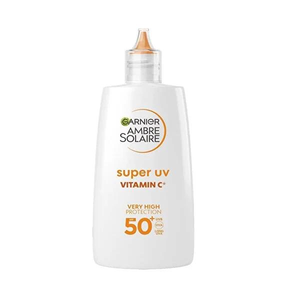 Garnier Ambre Solaire SPF50+ Vitamin C Facial Sunscreen: Dark Spot Protection, Non-Greasy, High UV Protection, Anti-Aging - 1.35 fl oz Garnier SPF50+ Vitamin C Sunscreen: Dark Spot Protection SPF50+ sunscreen, Vitamin C sunscreen, dark spot sunscreen, facial sunscreen, non-greasy sunscreen, sun protection, UV protection, ambre solaire, fluid sunscreen, sunscreen for dark spots, sunscreen, Vitamin C, dark spots, hyperpigmentation, skin tone, fluid texture, lightweight, oily skin, daily use, makeup base, broa