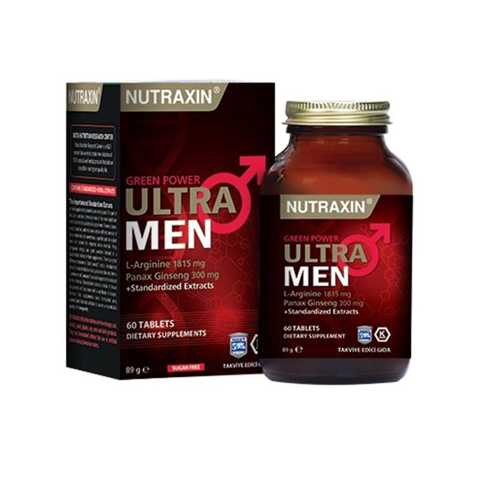 Nutraxin Ultra Men Dietary Supplement for Men - 60 Tablets - Ginseng, Ginger, L-Arginine, Tribulus for Men's Health Nutraxin Ultra Men - Men's Health Supplement men's health supplement, dietary supplement for men, herbal health products, nutritional support for men, Ginseng and Ginger supplement, vitality support, energy boost, cardiovascular health, male fertility, testosterone support, natural health products, wellness supplements