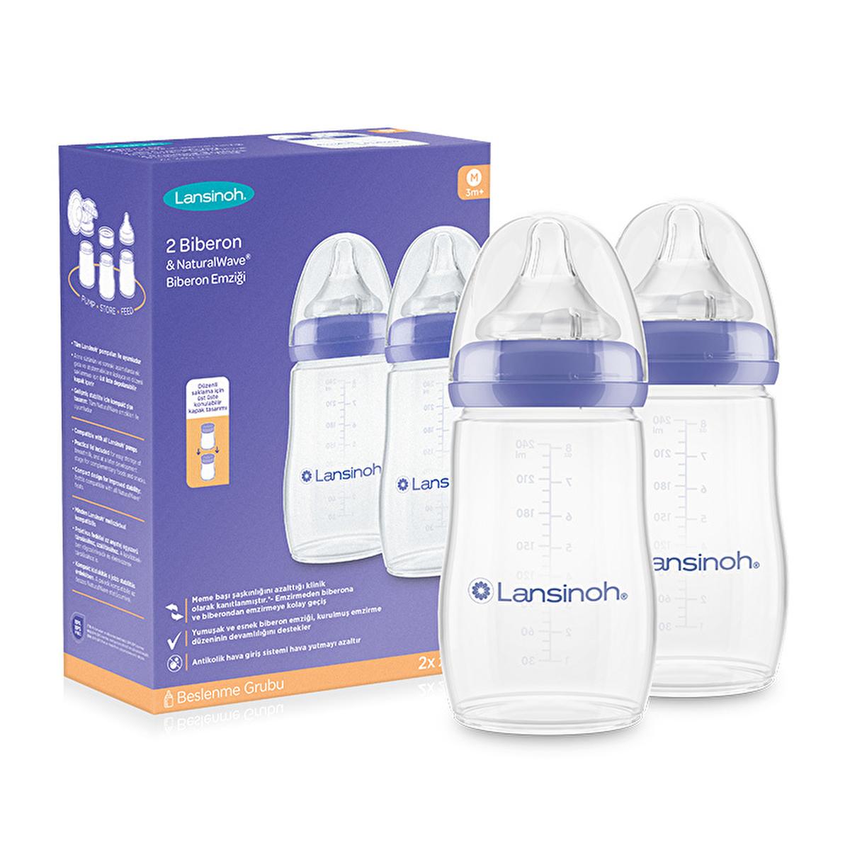 Lansinoh NaturalWave Baby Bottle Set (2 x 240ml): Anti-Colic, BPA-Free, Eases Transition from Breast to Bottle & Prevents Nipple Confusion Lansinoh NaturalWave Bottle: Eases Breast to Bottle Transition baby bottle, Lansinoh bottle, NaturalWave nipple, anti-colic bottle, BPA free bottle, breastfeeding bottle, bottle for breastfed baby, nipple confusion, baby feeding, breast milk storage, baby bottles, feeding supplies, baby feeding bottles, newborn feeding, infant feeding, bottle feeding, Lansinoh, anti-coli