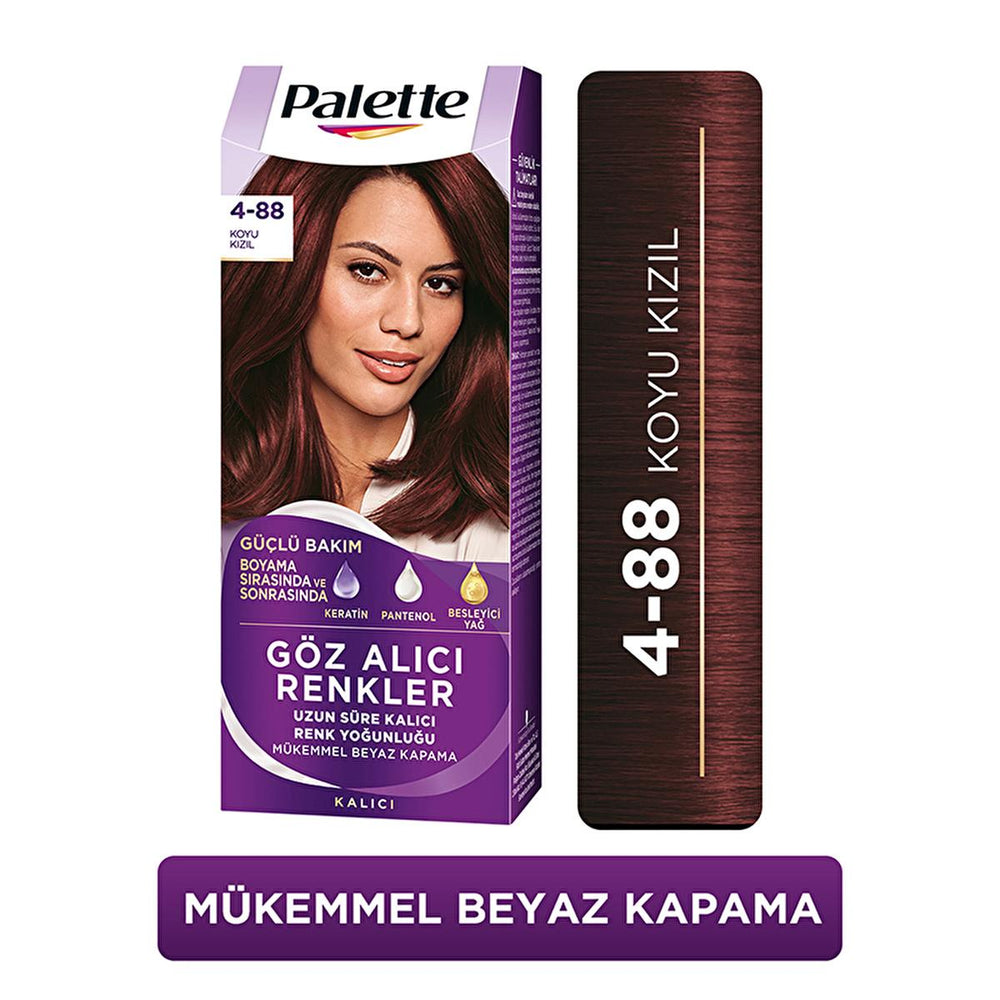 Palette Hair Dye - Intense Dark Red Color with Keratin & Nourishing Oils - 4-88 Koyu Kızıl - Hair Dye