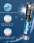 Signal White System Arındırıcı Beyazlık Diş Macunu - 2 Haftada Beyaz Dişler, Ferah Nefes Signal White System Diş Macunu - 2 Haftada Beyaz Dişler Teeth whitening toothpaste, Signal White System toothpaste, Whitening oral care, Natural whitening minerals toothpaste, Fresh breath toothpaste, Diş beyazlatma, Ağız hijyeni, Doğal beyazlatıcı mineraller, Aktif karbonlu diş macunu, Ferah nefes