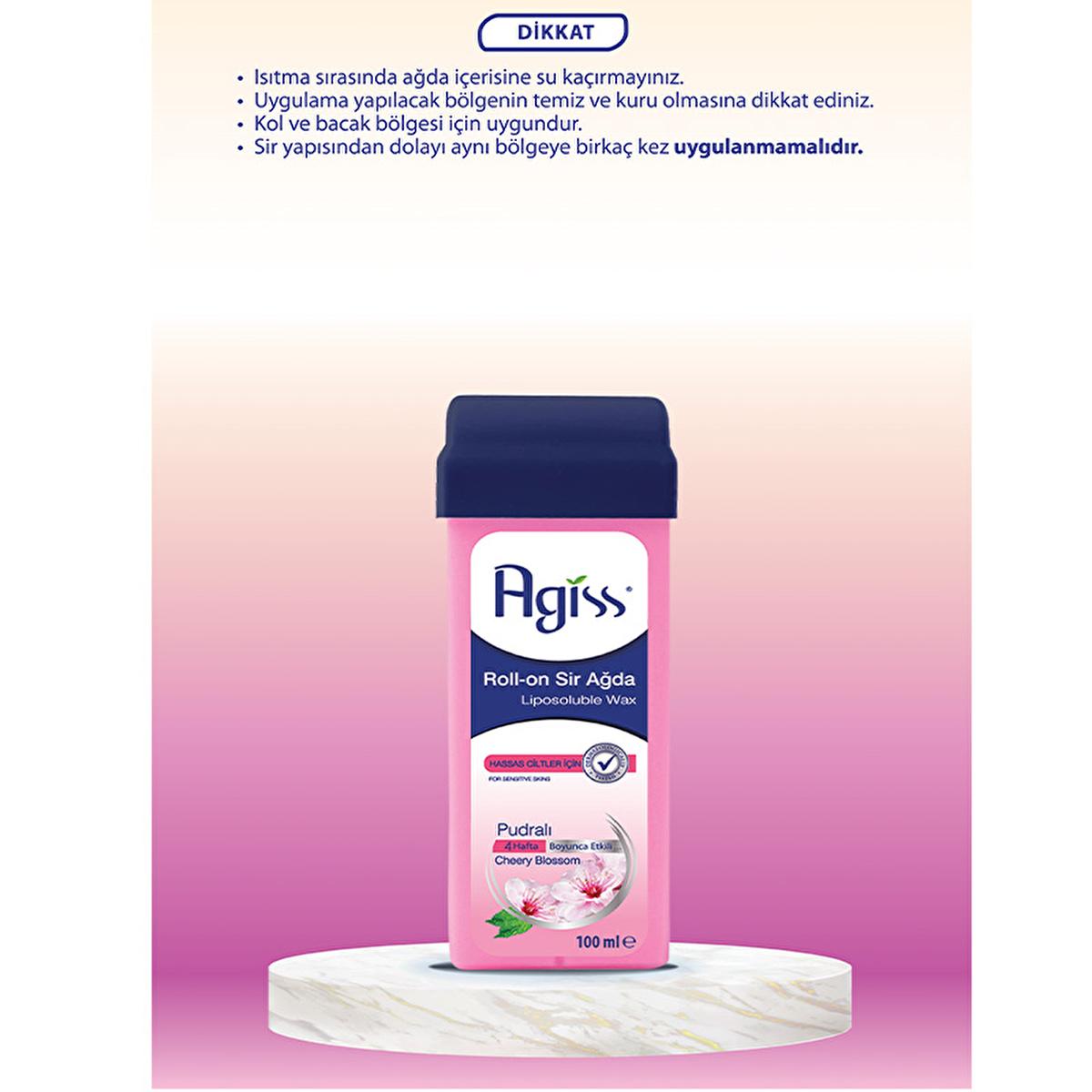 Agiss Roll-On Wax for Sensitive Skin - Natural Resin Hair Removal, Easy Application, Perfect for Legs & Arms - 3.38 fl oz Agiss Roll-On Wax - Gentle Hair Removal for Sensitive Skin roll on wax, hair removal wax, sensitive skin wax, natural resin wax, pudralı sir ağda, at home waxing, wax for legs and arms, hair removal for sensitive skin, wax, hair removal, sensitive skin, natural resin, at-home hair removal, waxing, legs, arms, beauty, personal care, women's hair removal, painless hair removal, sugar-free
