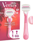 Gillette Venus ComfortGlide Sugarberry Women's Razor - 5 Blades for Smooth, Sensitive Skin & Lasting Comfort Gillette Venus Razor - Smooth Shave for Sensitive Skin women's razor, razor for women, Venus razor, Gillette Venus, razor for sensitive skin, sugarberry razor, ComfortGlide razor, women's shaving, female hair removal, women's hair removal, shaving razor, razor blades, sugarberry scent, sensitive skin razor, ergonomic razor, metal handle razor, best women's razor, smooth shave, close shave, irritation