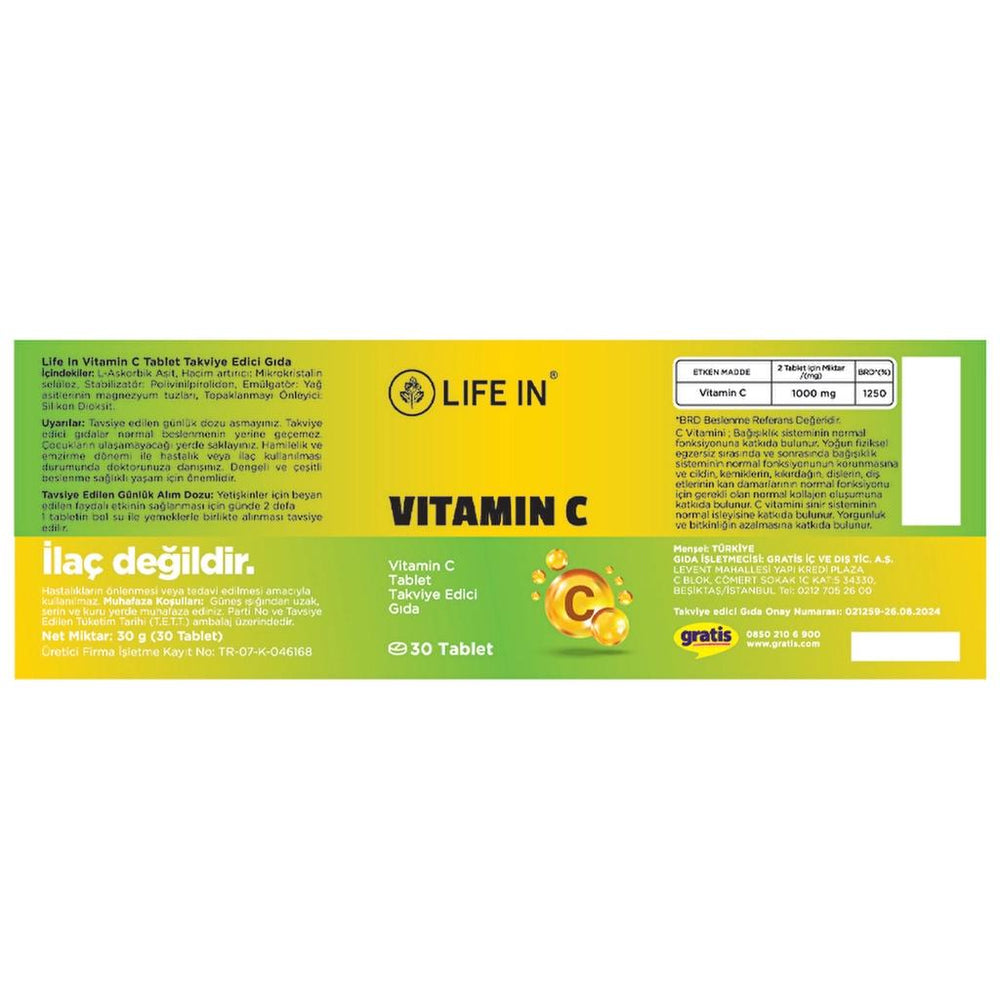 Life In Vitamin C Daily Wellness Supplement 30 Tablets
