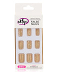 Eklips Gold Glitter Oval Press-On Nails with Shiny Finish 24 Count