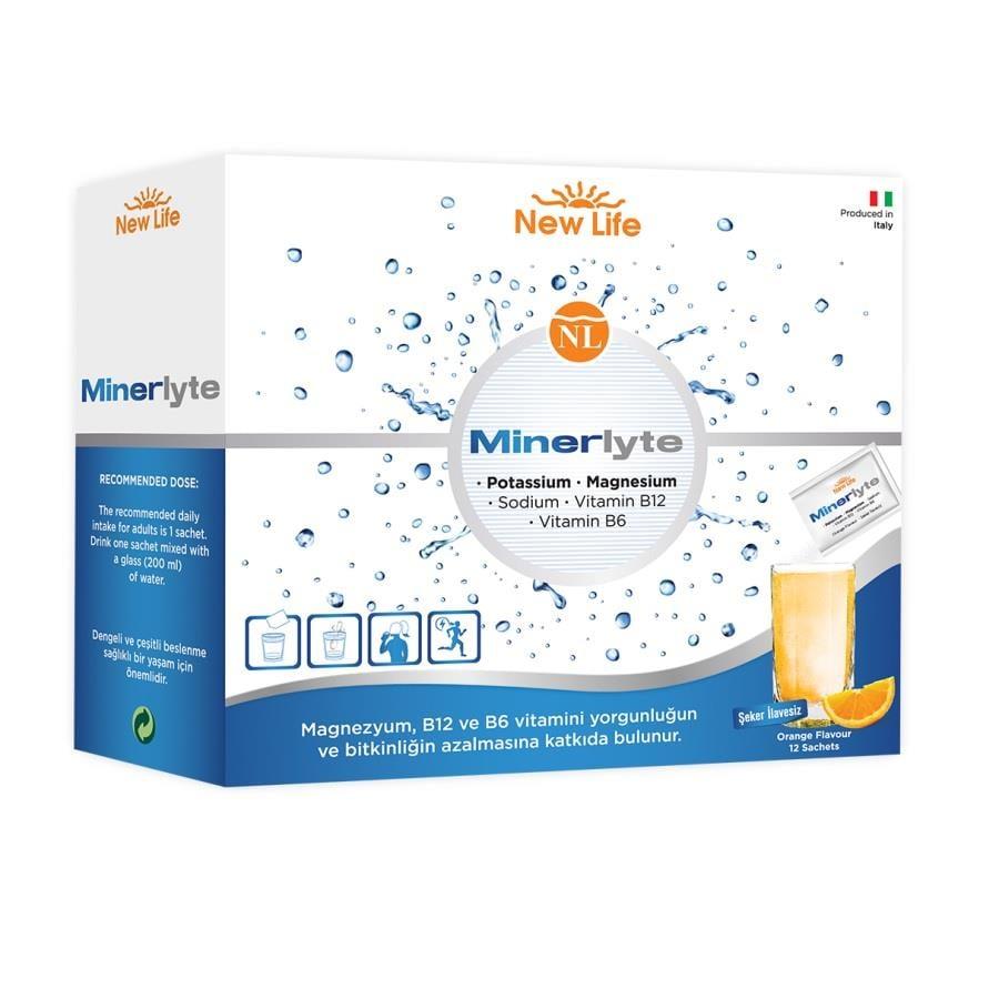 New Life Minerlyte Dietary Supplement - Mineral & Vitamin Rich, Orange Flavor, 12 Single-Use Sachets New Life Minerlyte - Mineral & Vitamin Supplement dietary supplement, mineral supplement, vitamin supplement, single-use sachet, supplementary food product, potassium supplement, magnesium supplement, Vitamin B6 supplement, Vitamin B12 supplement, health and wellness, nutrition, energy boost, nerve support