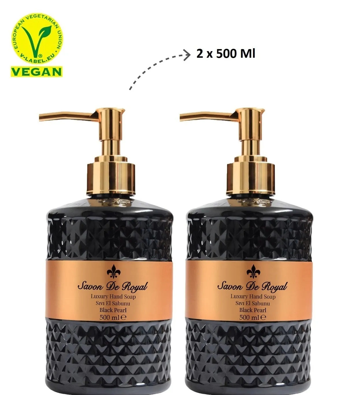 Savon de Royal Luxury Vegan Liquid Soap Black Pearl 2 X 500 Ml