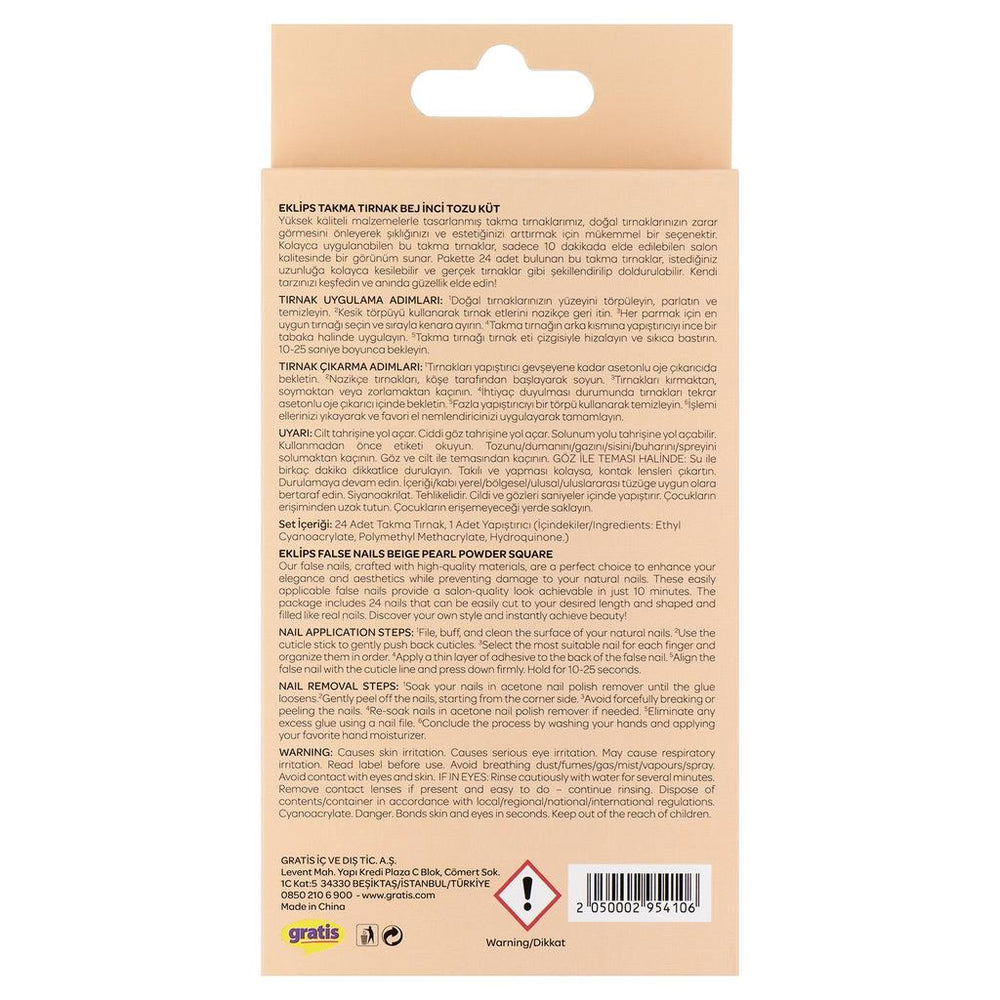 Eklips Pearlescent Beige Square Press-On Nails 24-Pack