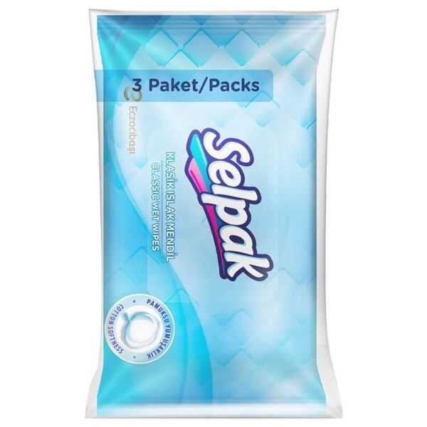 Selpak Classic Wet Wipes for Quick Refreshment 3-Pack
