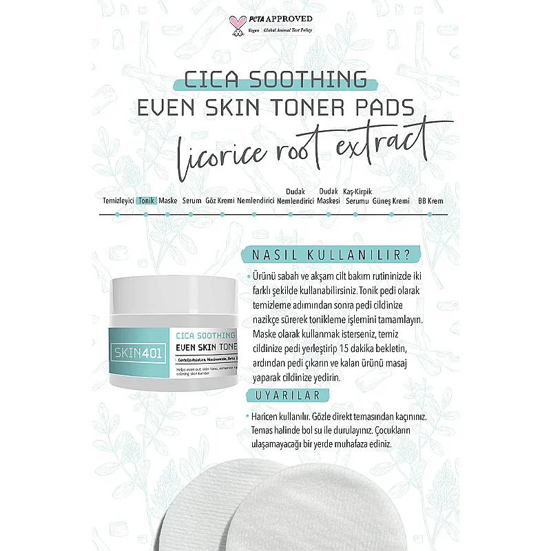Skin401 Cica Soothing Even Skin Toner Pads 100 Pcs