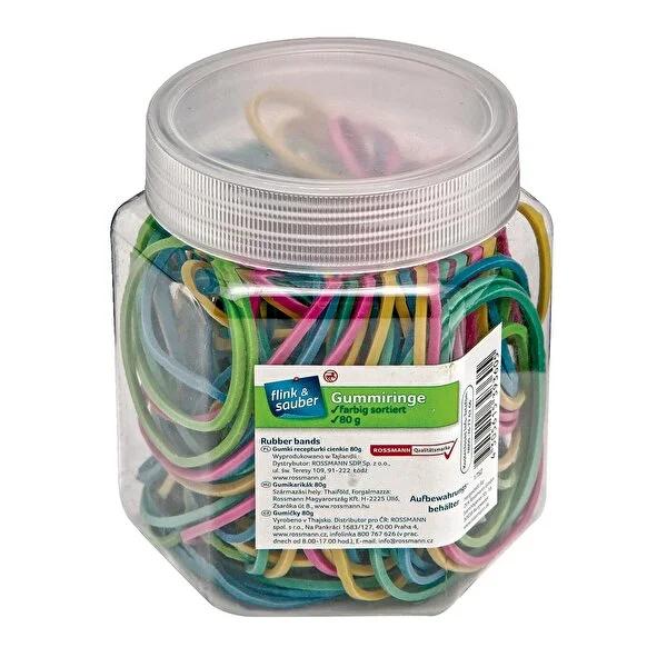 Flink & Sauber Colorful Rubber Bands - 80g Elastic Bands for Home & Office Organization, Reusable Packaging Flink & Sauber Rubber Bands - Colorful Elastic Bands for Organization Rubber bands, Packaging rubber bands, Colored rubber bands, Elastic bands, Reusable rubber bands, Office rubber bands, Home organization rubber bands, Rubber bands with lid, Small colorful rubber bands, 80g rubber bands, organization, bundling, securing, home, office, retail, color-coding, reusable, storage, flexible, durable, colou