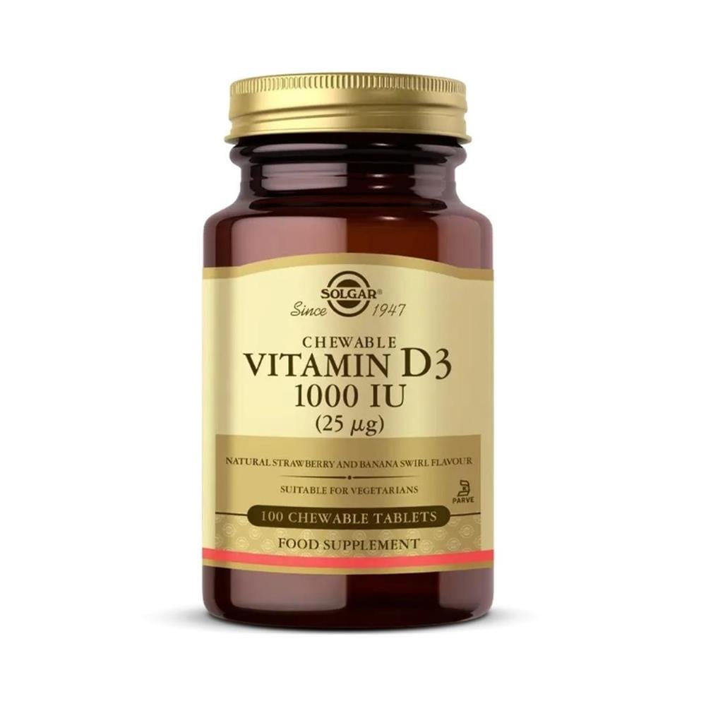 Solgar Vitamin D3 Cheaweble 1000 IU 100 Tablets