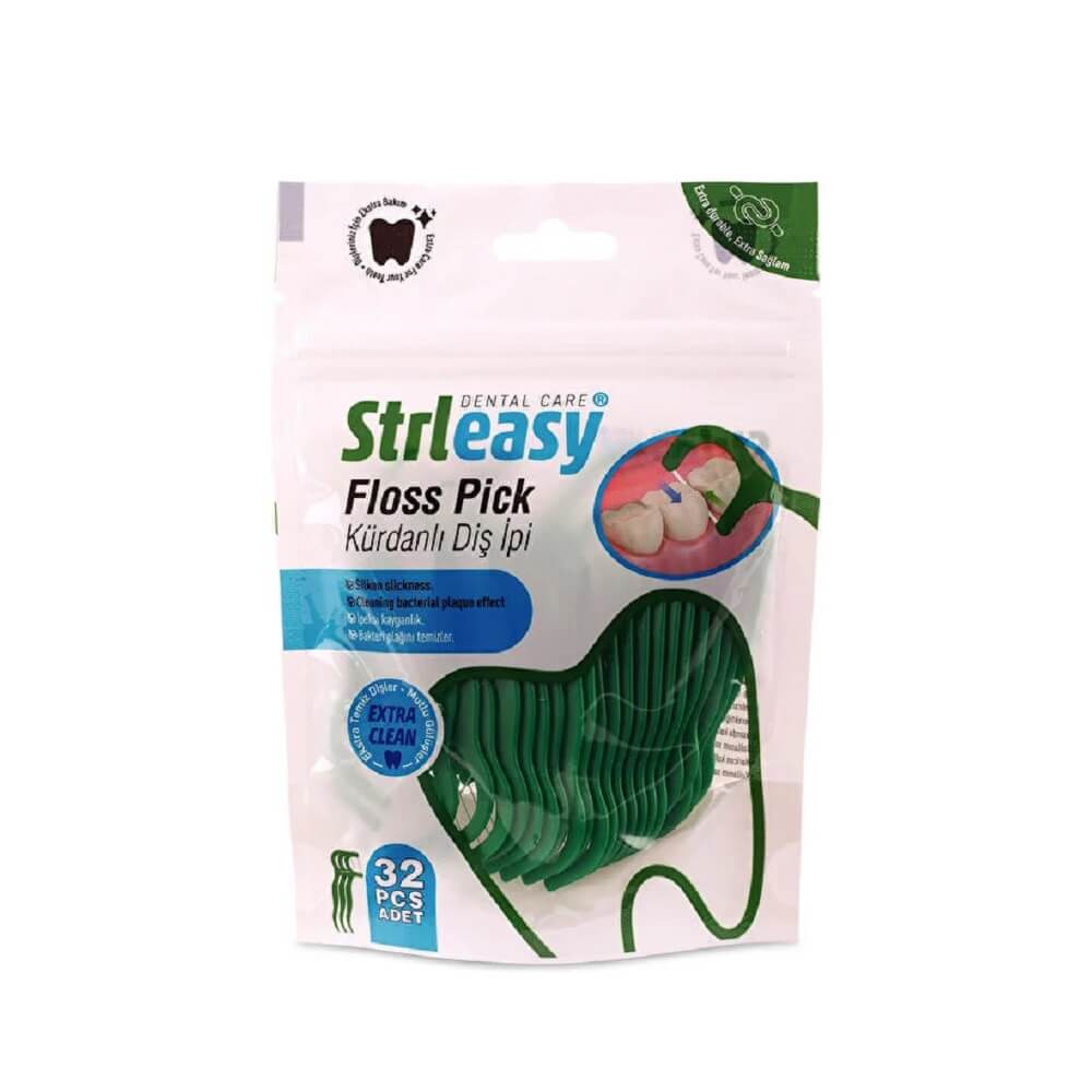 Strleasy Dental Floss Picks for Easy Teeth Cleaning 32 Count
