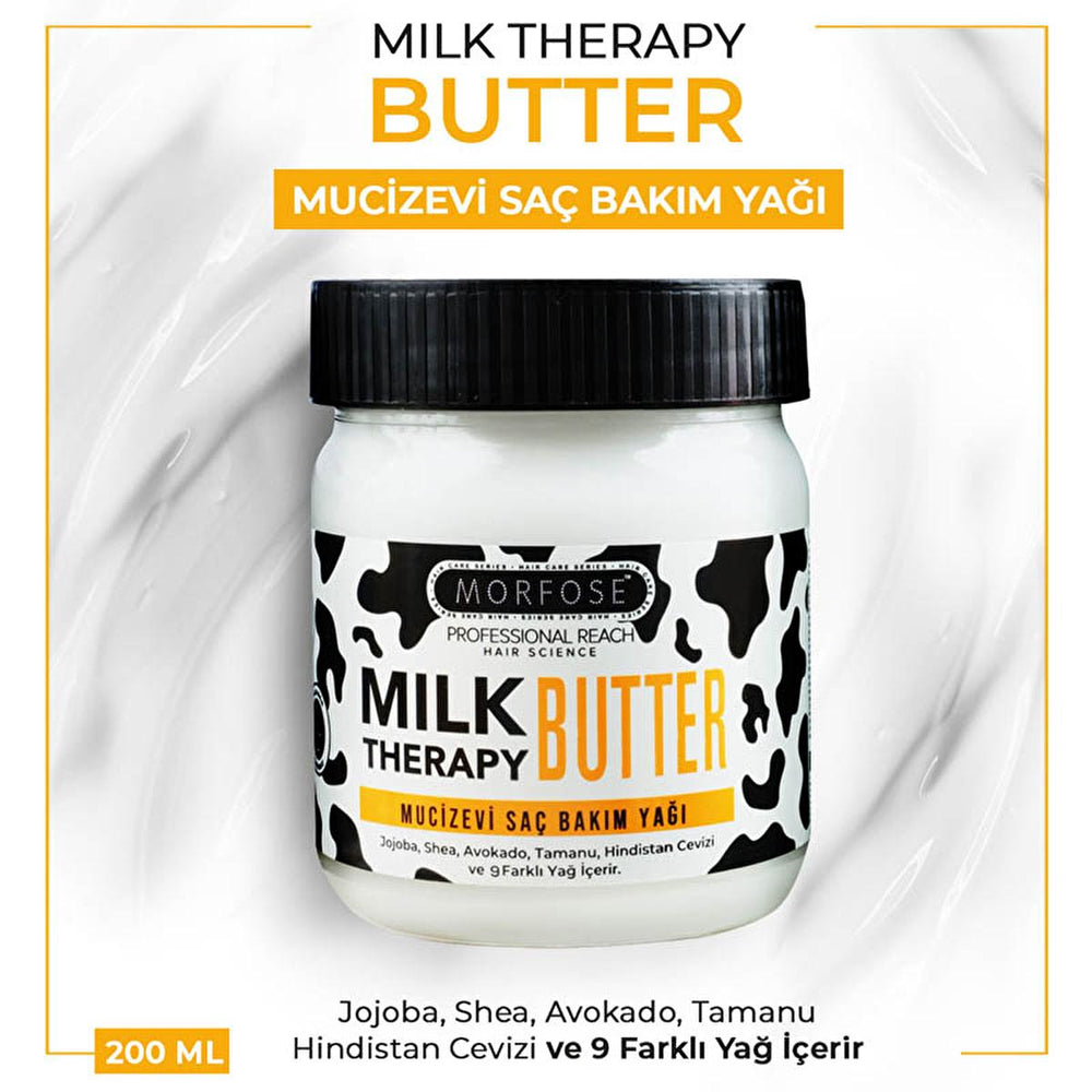 Morfose Milk Therapy Butter Hair Care Oil - Nourishing, Repairing, Anti-Frizz Treatment for All Hair Types - Hair Mask