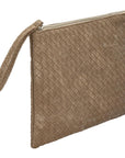 Eklips Beige Knit Pattern Reflective Clutch Bag