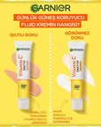 Garnier Daily Sunscreen Face Cream SPF50+ - Vitamin C Enriched, Vegan, Dermatologically Tested - 1.35 fl oz Garnier SPF50+ Daily Sunscreen Face Cream - Vitamin C & Vegan daily sunscreen, face cream with SPF50+, Vitamin C face cream, vegan skincare, dermatologically tested sunscreen, sun protection, brightening skincare, lightweight face cream, invisible texture, cruelty-free cosmetics, sensitive skin products, skincare essentials