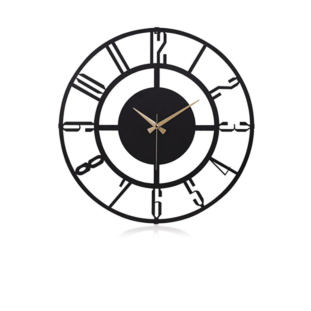 Muyika 50cm Metal Black Wall Clock - Silent Sweep Mechanism, Modern Decor - view 4