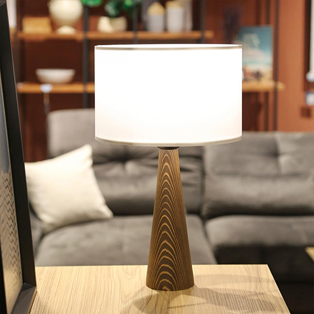 Homing Lucca Fabric Table Lamp Shade - Wooden Body, Soft Lighting, E27 Socket - view 3