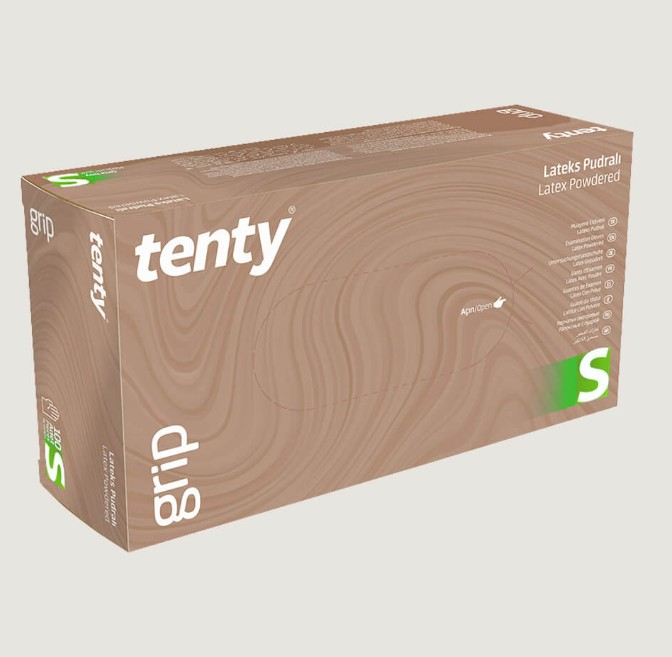 Tenty Grip Powdered Latex Exam Gloves Small White 100 Count