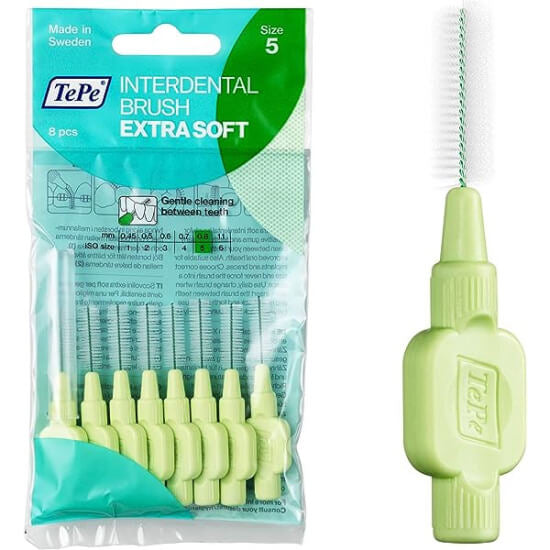 Tepe Extra Soft Interdental Brush Green 0.8mm 6 Pack