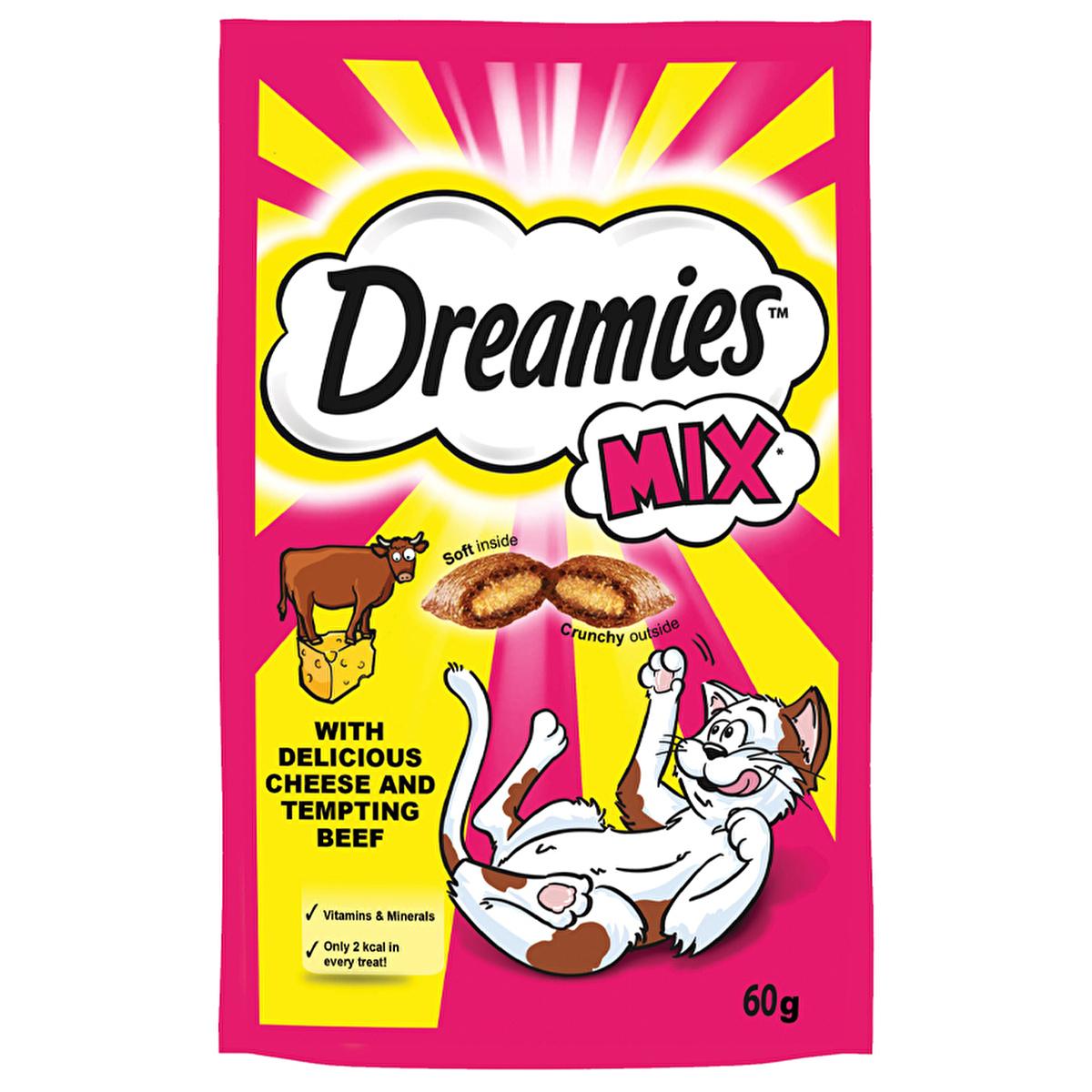 Dreamies Healthy Cat Treats - Low Calorie, Natural Ingredients, Crunchy Outside, Soft Inside - 60g Dreamies Healthy Cat Treats - Natural & Low Calorie cat treats, healthy cat snacks, low calorie cat treats, natural cat food, grain free cat treats, crunchy cat treats, soft inside cat treats, vitamin rich cat treats, mineral rich cat treats, no artificial flavorings cat treats, cat reward, pet treats, natural pet food
