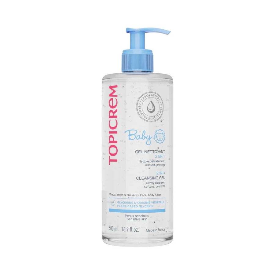 Topicrem 2 in 1 Cleansing Gel for Baby Hair & Body 500 ml