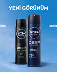 Nivea Men Deep Dimension Deodorant Spray - Long Lasting Anti-Perspirant Protection for Men, 72 Hours Sweat & Odor Control, Active Carbon, Masculine Scent Nivea Men Deep Dimension Deodorant Spray - 72hr Protection Nivea Men Deodorant Spray, Deep Dimension Deodorant, Long-lasting Anti-perspirant, Active Carbon Deodorant, Men's Personal Care, Men's Grooming, Deodorant for Men, Anti-perspirant Deodorant, Sweat Protection, Body Odor Control, Masculine Scent, 72 Hour Protection